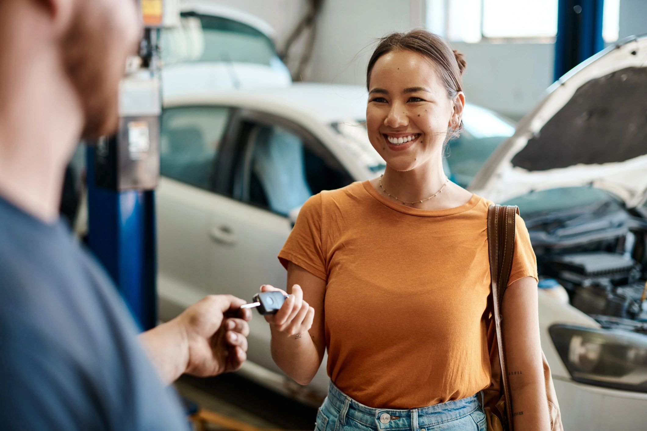 happy car repair customer