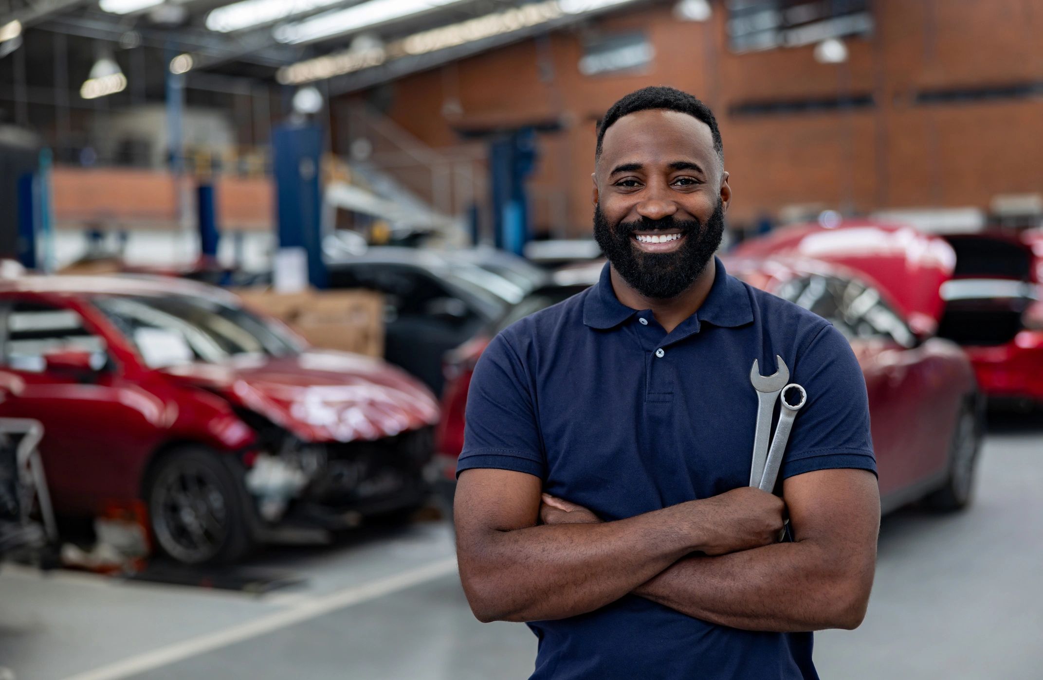 happy customer at auto shop