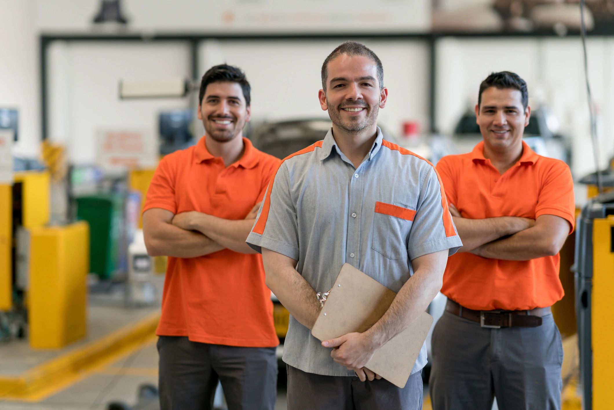 auto repair shop team group